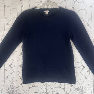 J Crew Wool-Blend Navy Crewneck women's size S minimalist quiet luxury
